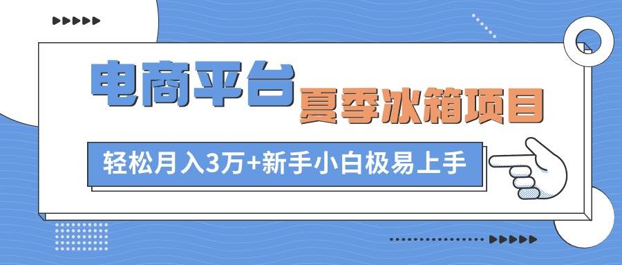 电商平台夏季冰箱项目，轻松月入3万+，新手小白极易上手-阿戒项目库