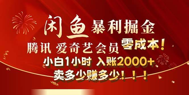 闲鱼全新暴力掘金玩法，官方正品影视会员无成本渠道！小白1小时收…-阿戒项目库