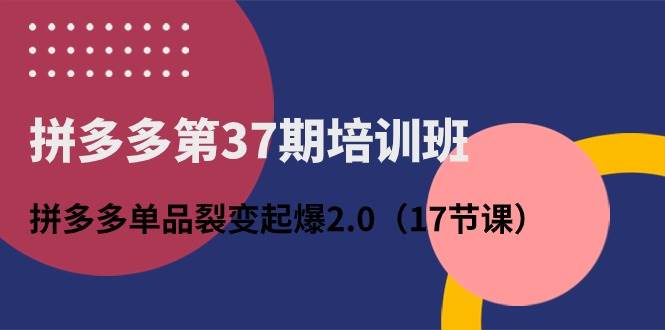 拼多多第37期培训班：拼多多单品裂变起爆2.0（17节课）-阿戒项目库