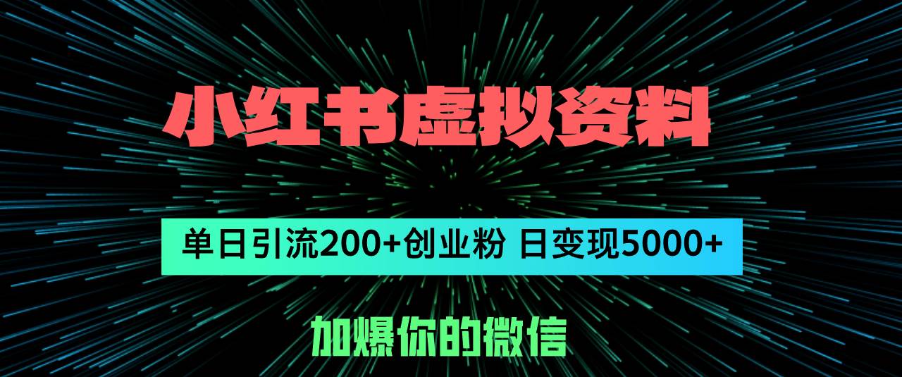 小红书虚拟资料日引流200+创业粉，单日变现5000+-阿戒项目库