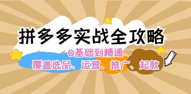 拼多多实战全攻略：0基础到精通，覆盖选品、运营、推广、起款-阿戒项目库