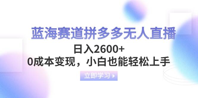 蓝海赛道拼多多无人直播，日入2600 ，0成本变现，小白也能轻松上手-阿戒项目库